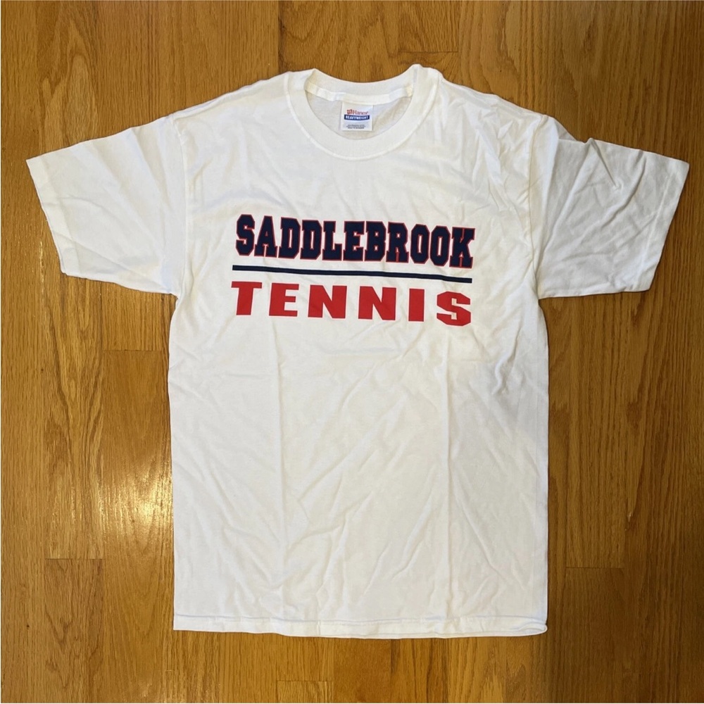 SADDLEBROOK Tennis Golf Resort T Shirt Mens L White, Tournament Team Hanes Heavy